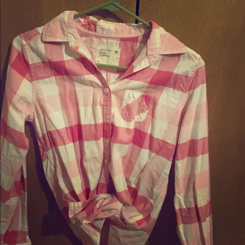 AE Pink and White Flannel